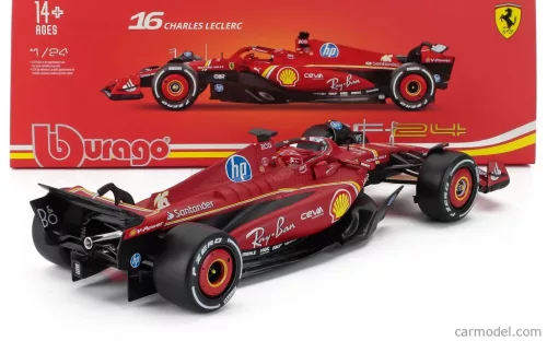 FERRARI  F1  SF-24 TEAM SCUDERIA FERRARI N 16 WINNER MONACO GP 2024 CHARLES LECLERC - WITH PILOT AND SHOWCASE  RED BLACK