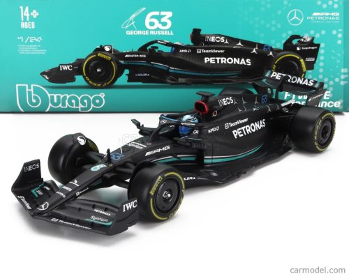 MERCEDES GP  F1 W14 TEAM MERCEDES-AMG PETRONAS FORMULA ONE N 63 SEASON 2023 GEORGE RUSSELL - WITH PILOT AND SHOWCASE  MATT BLACK