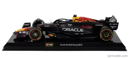 RED BULL  F1  RB20 TEAM ORACLE RED BULL RACING N 1 WORLD CHAMPION SEASON 2024 MAX VERSTAPPEN - WITH PILOT AND SHOWCASE  BLUE YELLOW RED