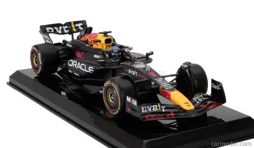 RED BULL  F1  RB20 TEAM ORACLE RED BULL RACING N 1 WORLD CHAMPION SEASON 2024 MAX VERSTAPPEN - WITH PILOT AND SHOWCASE  BLUE YELLOW RED