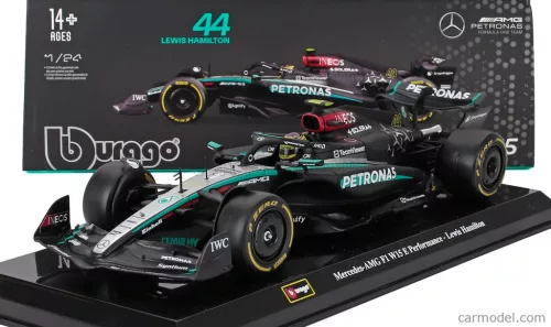MERCEDES GP  F1  W15 EQ PERFORMANCE TEAM AMG PETRONAS MOTORSPORT N 44 SEASON 2024 LEWIS HAMILTON - WITH PILOT AND SHOWCASE  BLACK SILVER GREEN