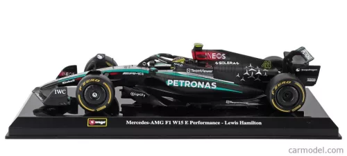 MERCEDES GP  F1  W15 EQ PERFORMANCE TEAM AMG PETRONAS MOTORSPORT N 44 SEASON 2024 LEWIS HAMILTON - WITH PILOT AND SHOWCASE  BLACK SILVER GREEN