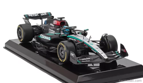 MERCEDES GP  F1  W15 EQ PERFORMANCE TEAM AMG PETRONAS MOTORSPORT N 63 SEASON 2024 GEORGE RUSSELL - WITH PILOT AND SHOWCASE  BLACK SILVER GREEN