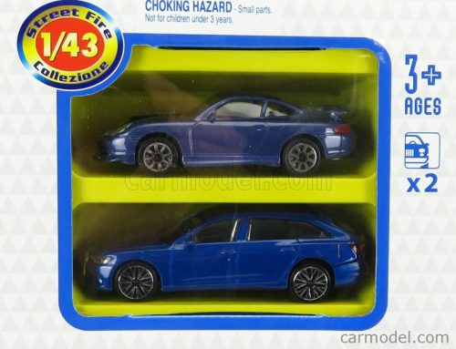 ACCESSORIES  DIORAMA - PARKING - MEGA DEALER SHOWROOM WITH AUDI A6 AVANT 2019 + PORSCHE 911 996 GT3 COUPE 1997  RED BLUE GREY