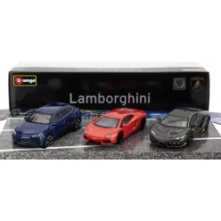   LAMBORGHINI  SET 3X URUS 2018 + AVENTADOR 2018 + CENTENARIO LP770-4 2016  GREY RED BLUE