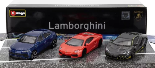 LAMBORGHINI  SET 3X URUS 2018 + AVENTADOR 2018 + CENTENARIO LP770-4 2016  GREY RED BLUE