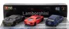 LAMBORGHINI  SET 3X URUS 2018 + AVENTADOR 2018 + CENTENARIO LP770-4 2016  GREY RED BLUE
