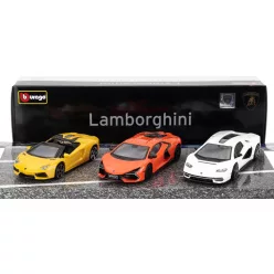   LAMBORGHINI  SET 3X REVUELTO HYBRID 2023 - AVENTADOR ROADSTER 2018 - COUNTACH LPi 800-4 2021  ORANGE YELLOW WHITE