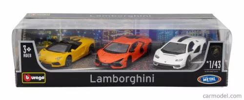 LAMBORGHINI  SET 3X REVUELTO HYBRID 2023 - AVENTADOR ROADSTER 2018 - COUNTACH LPi 800-4 2021  ORANGE YELLOW WHITE