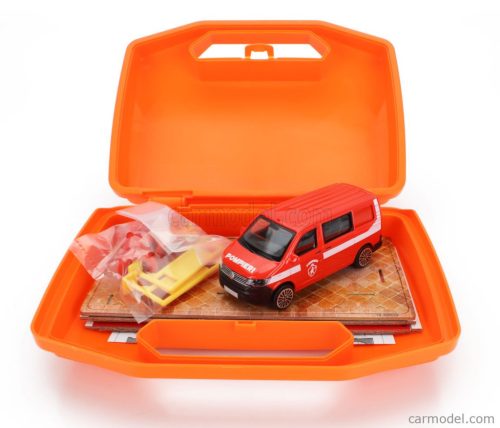 ACCESSORIES  DIORAMA - SET BUILD YOUR CITY FIRE STATION - CASERMA VIGILI DEL FUOCO - WITH VOLKSWAGEN T6 MINIBUS  RED WHITE