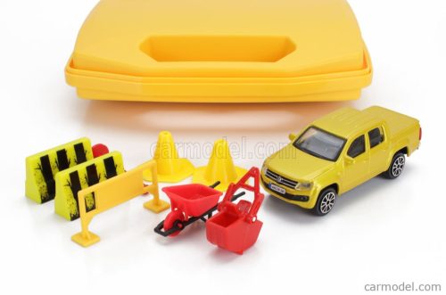 ACCESSORIES  DIORAMA - SET BUILD CONSTRUCTION - SET COSTRUZIONI - WITH VOLKSWAGEN AMAROK PICK-UP 2019  YELLOW