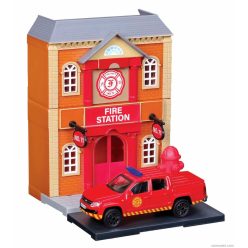   ACCESSORIES  DIORAMA - SET FIRE STATION WITH VOLKSWAGEN AMAROK PICK-UP 2009  RED