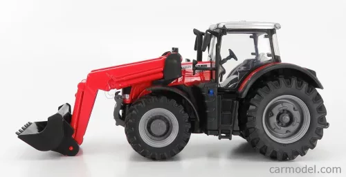 MASSEY FERGUSON  8740S TRACTOR WITH FRONT LOADER SCRAPER  RED