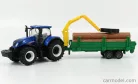 NEW HOLLAND  T7.315 TRACTOR + TREE FORWARDER AND WOOD  BLUE GREEN WOOD