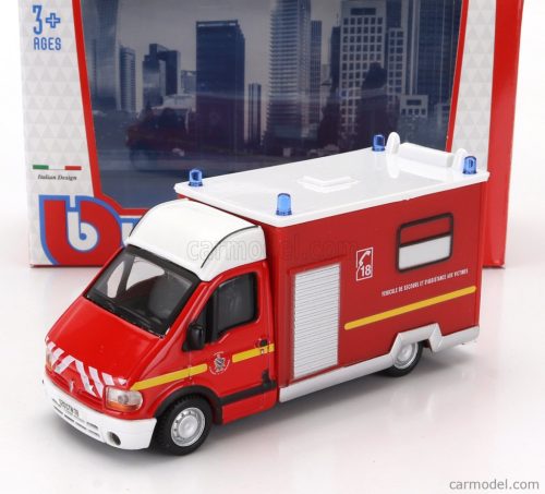RENAULT  MASTER VAN VEHICULE DE SECOURS ET D'ASSISTANCE AUX VICTIMES AMBULANCE SAPEURS POMPIER 1994  RED WHITE