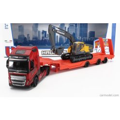   VOLVO  FH16 XL 750 EURO 6 CAB TRUCK PIANALE TRASPORTO ESCAVATORE CINGOLATO EXCAVATOR 2018  RED ORANGE