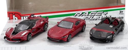 FERRARI  SET 3X MONZA SP2 2018 - FXX-K N 10 2015 - ROMA 2019  RED BLACK