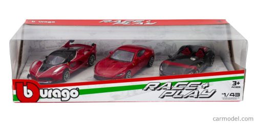 FERRARI  SET 3X MONZA SP2 2018 - FXX-K N 10 2015 - ROMA 2019  RED BLACK