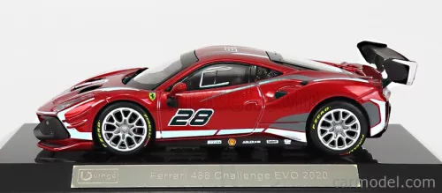 FERRARI  488 CHALLENGE EVO N 28 2020 - CON VETRINA - WITH SHOWCASE  RED MET