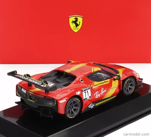 FERRARI  296 GT3 3.0L TWIN TURBO V6 N 71 RACING 2023 - CON VETRINA - WITH SHOWCASE  RED YELLOW