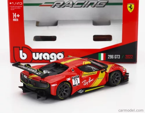 FERRARI  296 GT3 3.0L TWIN TURBO V6 N 71 RACING 2023  RED YELLOW
