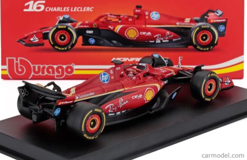 FERRARI  F1  SF-24 TEAM SCUDERIA FERRARI N 16 WINNER MONACO GP 2024 CHARLES LECLERC - WITH PILOT AND SHOWCASE  RED BLACK