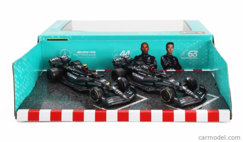 MERCEDES GP  SET F1 2X W14 TEAM MERCEDES-AMG PETRONAS FORMULA ONE N 44 SEASON 2023 LEWIS HAMILTON + N 63 SEASON 2023 GEORGE RUSSELL  MATT BLACK