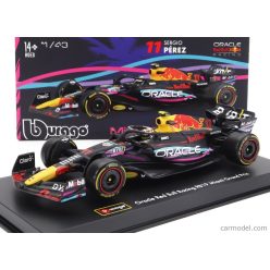   RED BULL  F1  RB19 TEAM ORACLE RED BULL RACING N 11 2nd MIAMI GP 2023 SERGIO PEREZ - WITH HELMET AND PLASTIC SHOWCASE  MATT BLUE