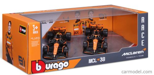 McLAREN  SET F1  2X MCL38 TEAM MCLAREN N 4 SEASON 2024 LANDO NORRIS + N 81 SEASON 2024 OSCAR PIASTRI  ORANGE BLACK