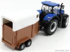 NEW HOLLAND  T7000 TRACTOR WITH HORSE TRAILER - TRASPORTO CAVALLI  BLUE BROWN WHITE