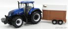 NEW HOLLAND  T7000 TRACTOR WITH HORSE TRAILER - TRASPORTO CAVALLI  BLUE BROWN WHITE
