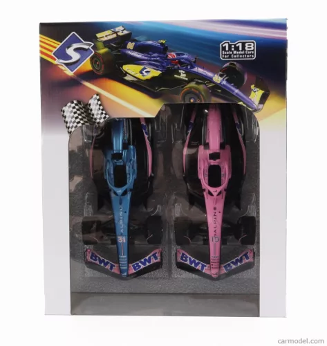 RENAULT SET 2X F1 A523 TEAM BWT ALPINE PRESS LAUNCH LIVERY N 10 PIERRE GASLY - N 31 ESTEBAN OCON 2023