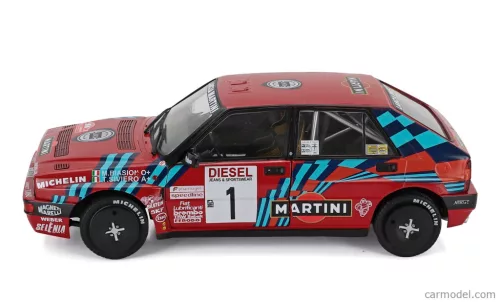 LANCIA  DELTA HF INTEGRALE 16V MARTINI N 1 WINNER RALLY SANREMO 1989 MIKI BIASION - TIZIANO SIVIERO  RED