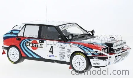 LANCIA  DELTA INTEGRALE 16V MARTINI (night version) N 4 RALLY SAFARI 1990 ALESSANDRO FIORIO - LUIGI PIROLLO  WHITE BLUE RED
