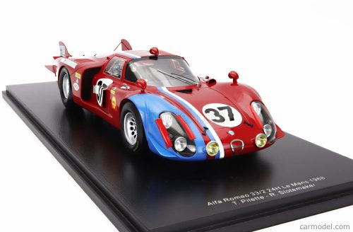 ALFA ROMEO   T33/2 1996cc V8 TEAM VDS RACING N 37 24h LE MANS 1968 T.PILETTE - R.SLOTEMAKER - CON VETRINA - WITH SHOWCASE   RED