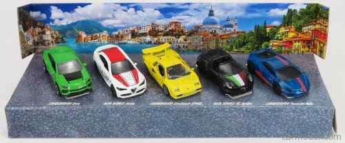 LAMBORGHINI  SET ASSORTMENT 5 PIECES ITALY DREAMS CARS - URUS - COUNTACH LP400 - HURACAN AVIO - ALFA ROMEO GIULIA - 4C SPIDER  VARIOUS