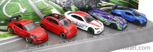 PORSCHE  SET 5X 911 991 GT3 RS COUPE 2017 - BUGATTI CHIRON N 16 2018 - 500e ELECTRIC CAR CABRIOLET OPEN 2020 - ALFA ROMEO GILUA QUADRIFOGLIO 2016 - 917K HIPPIE MARTINI RACING TEAM N 35 6h WATKINS GLEN 1970 G.V.LENNEP - G.LARROUSSE  VARIOUS