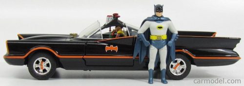 BATMAN  BATMOBILE 1966 - CLASSIC TV SERIES WITH FIGURES BATMAN AND ROBIN  BLACK RED