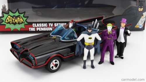 BATMAN  BATMOBILE 1966 - CLASSIC TV SERIES WITH BATMAN - JOKER - PINGUIN FIGURES
