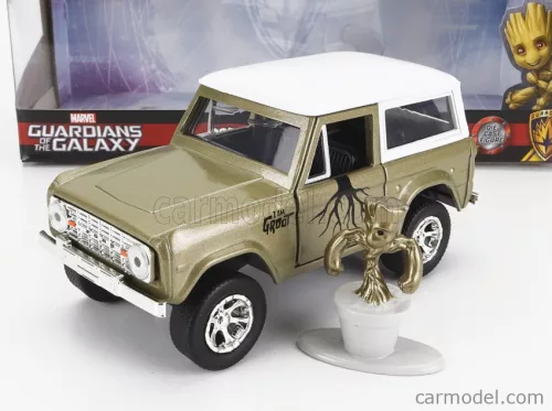 FORD USA  BRONCO WITH GROOT FIGURE MARVEL GUARDIANS OF THE GALAXY 1973  GREEN WHITE