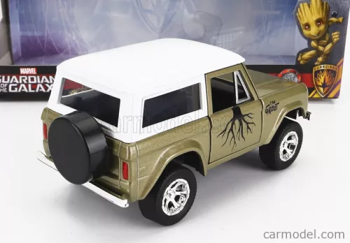 FORD USA  BRONCO WITH GROOT FIGURE MARVEL GUARDIANS OF THE GALAXY 1973  GREEN WHITE