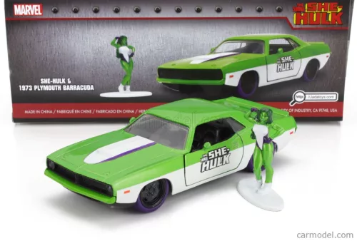 PLYMOUTH  BARRACUDA WITH SHE-HULK FIGURES 1973  GREEN WHITE