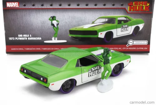 PLYMOUTH  BARRACUDA WITH SHE-HULK FIGURES 1973  GREEN WHITE