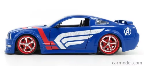 FORD USA  MUSTANG GT COUPE 2006 WITH CAPTAIN AMERICA FIGURE  BLUE RED WHITE