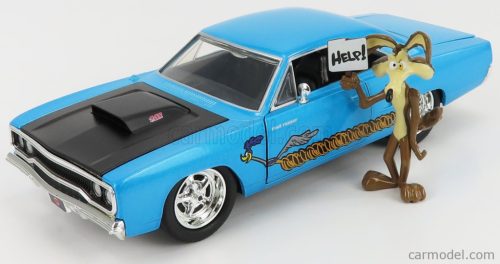 PLYMOUTH  ROAD RUNNER COUPE 1970 WITH WILE E. COYOTE FIGURE - LOONEY TUNES  BLUE