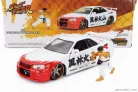 NISSAN  SKYLINE GT-R (R34) ADVAN 2002 WITH STREET FIGHTER RYU FIGURE  WHITE RED