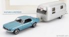 FORD USA  MUSTANG COUPE 1968 WITH AIRSTREAM CARAVAN ROULOTTE  LIGHT BLUE MET