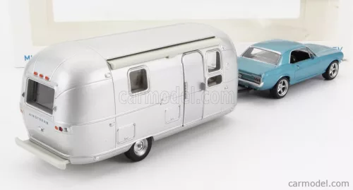 FORD USA  MUSTANG COUPE 1968 WITH AIRSTREAM CARAVAN ROULOTTE  LIGHT BLUE MET