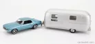 FORD USA  MUSTANG COUPE 1968 WITH AIRSTREAM CARAVAN ROULOTTE  LIGHT BLUE MET