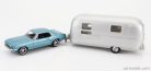 FORD USA  MUSTANG COUPE 1968 WITH AIRSTREAM CARAVAN ROULOTTE  LIGHT BLUE MET